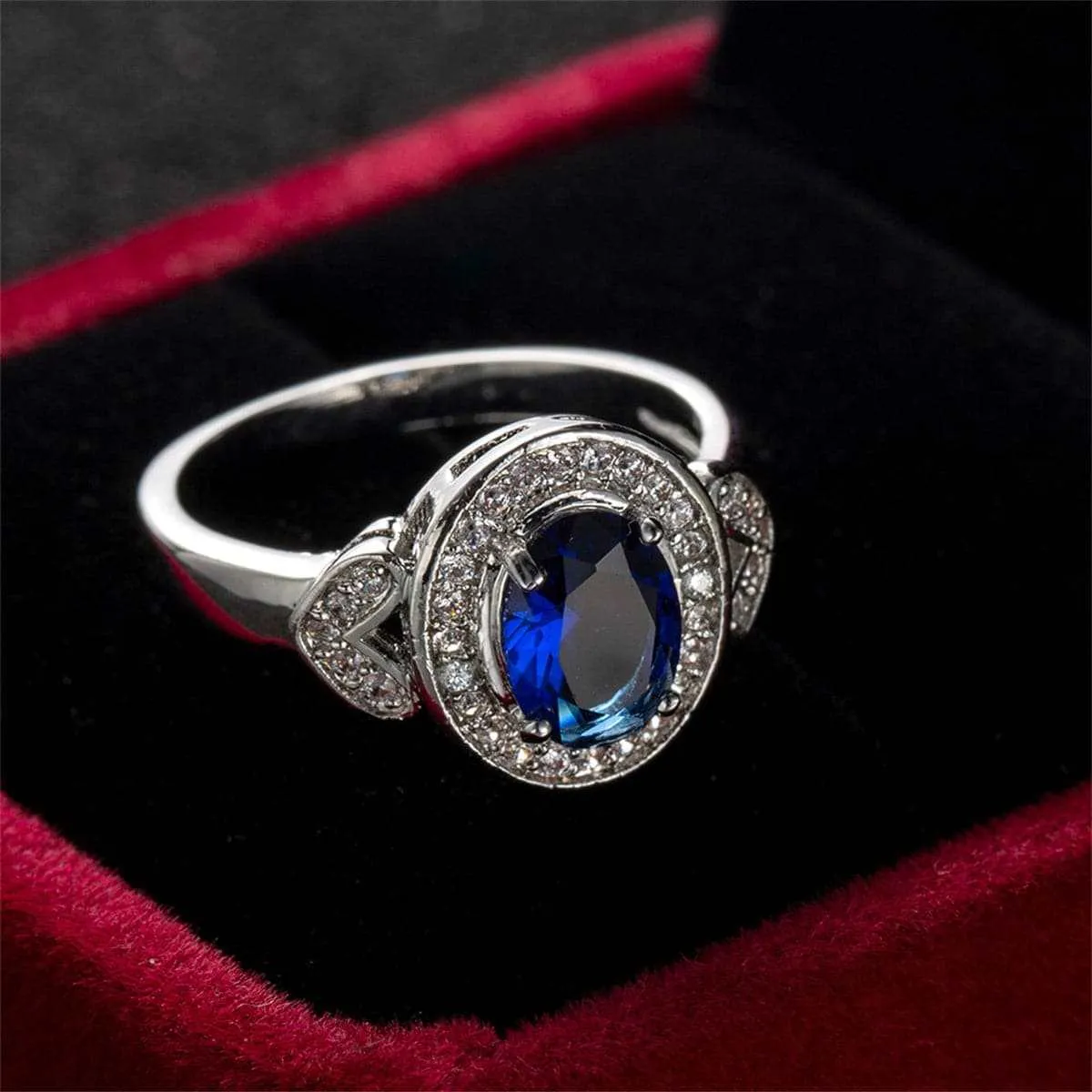 Navy Crystal & Cubic Zirconia Silvertone Heart Hola Ring sold by Zulily product image thumbnail 4