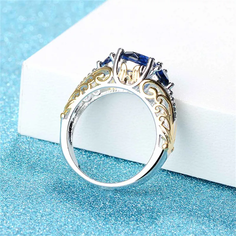 Navy Crystal & Two-Tone Heart-Cut Ring made by Zulily