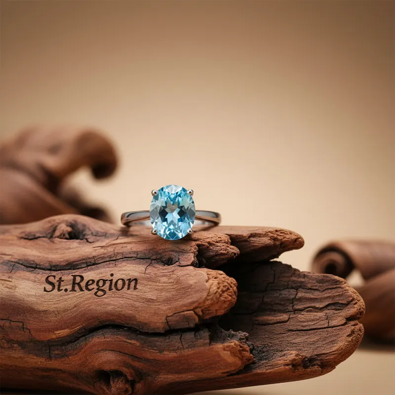 Sea Blue Crystal & Silvertone Oval-Cut Solitaire Ring made by Zulily