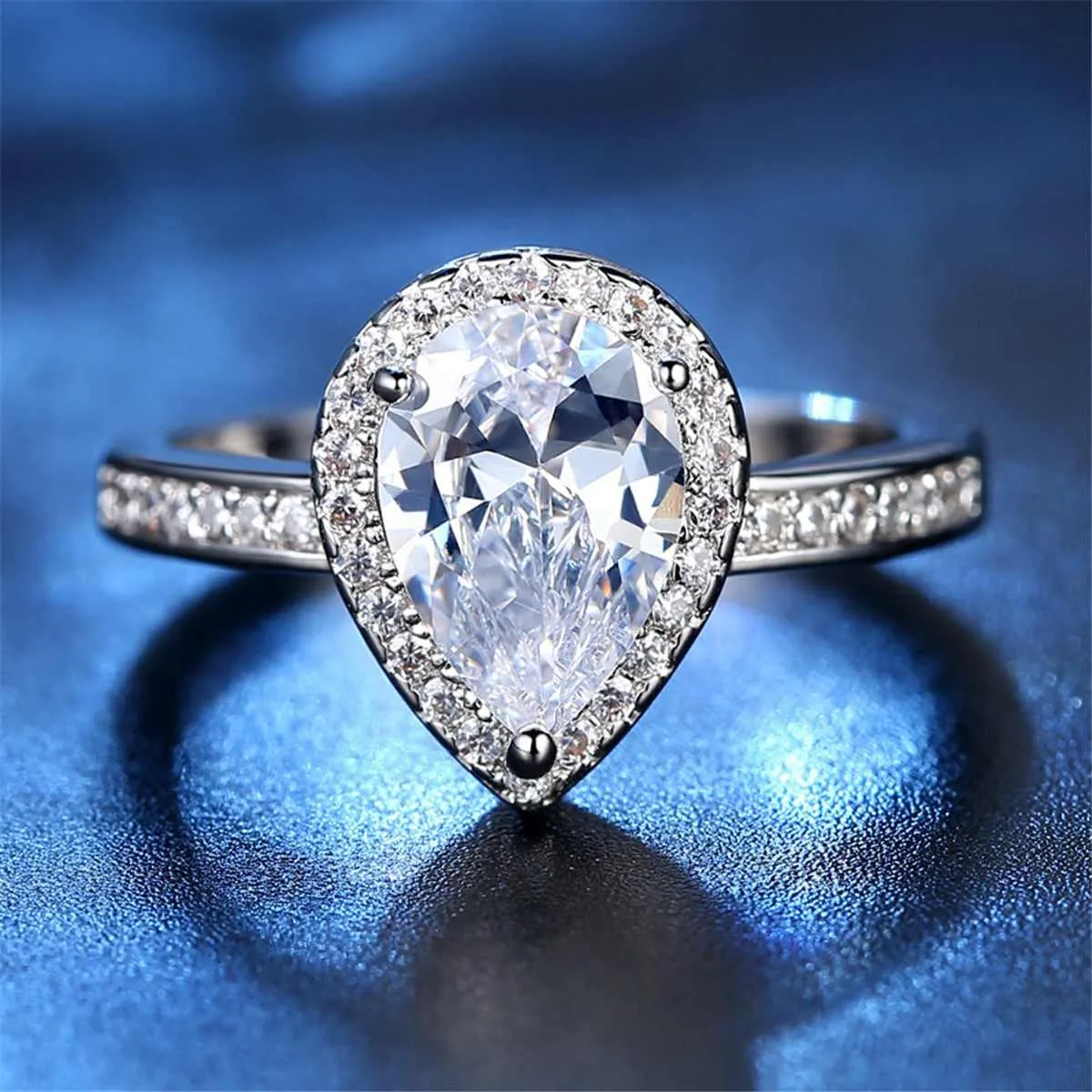 Blue Crystal & Cubic Zirconia Teardrop Halo Ring sold by Zulily product image thumbnail 5