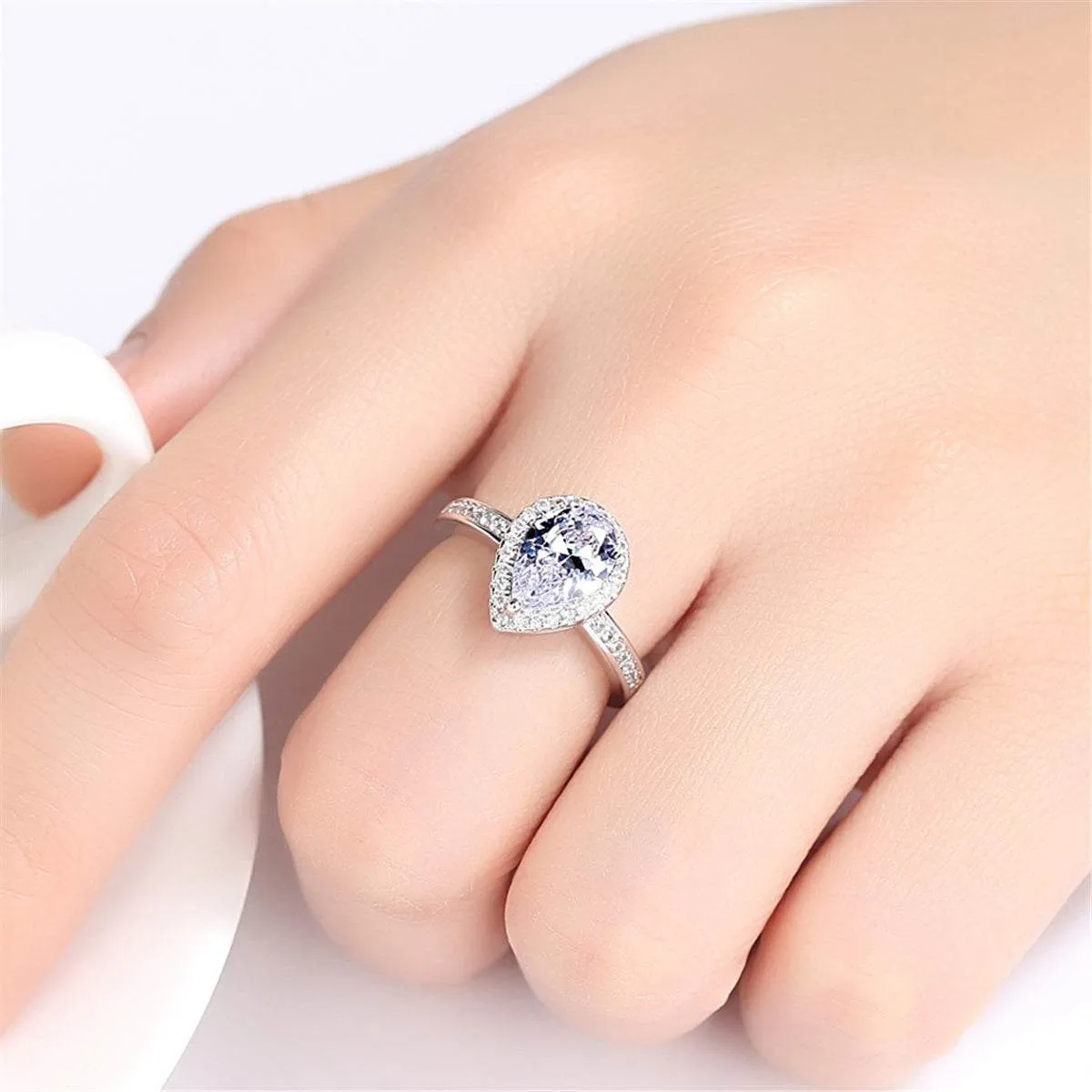 Blue Crystal & Cubic Zirconia Teardrop Halo Ring sold by Zulily product image thumbnail 4