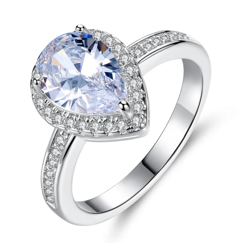 Blue Crystal & Cubic Zirconia Teardrop Halo Ring made by Zulily