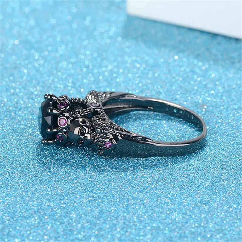 Black Crystal & Cubic Zirconia Skull Ring made by Zulily