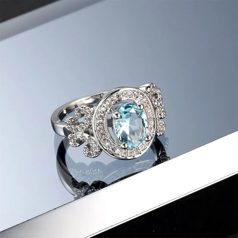 Cubic Zirconia & Sea Blue Crystal Halo Butterfly Ring made by Zulily
