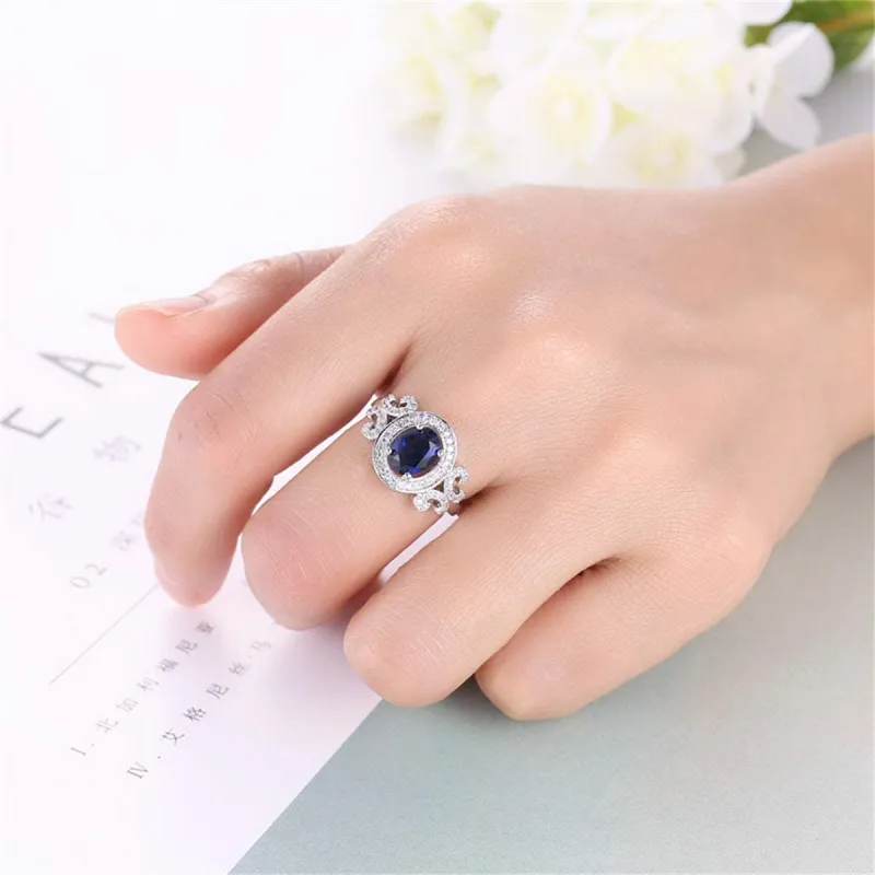 Navy Crystal & Cubic Zirconia Halo Butterfly Ring made by Zulily