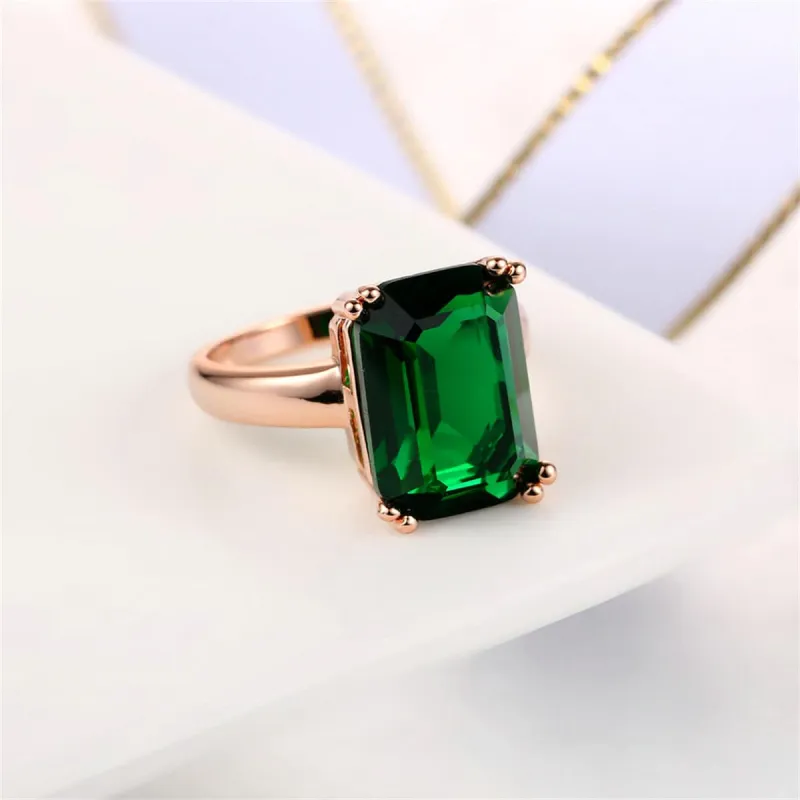 Green Crystal & Rose Goldtone Emerald-Cut Ring made by Zulily