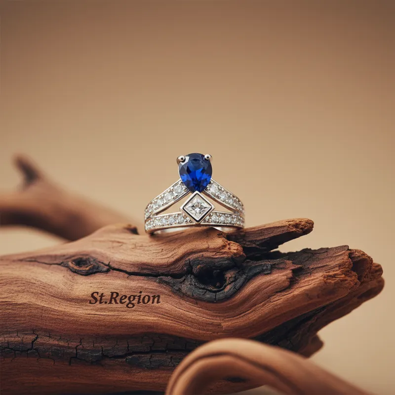 Cubic Zirconia & Navy Crystal Pear Ring made by Zulily