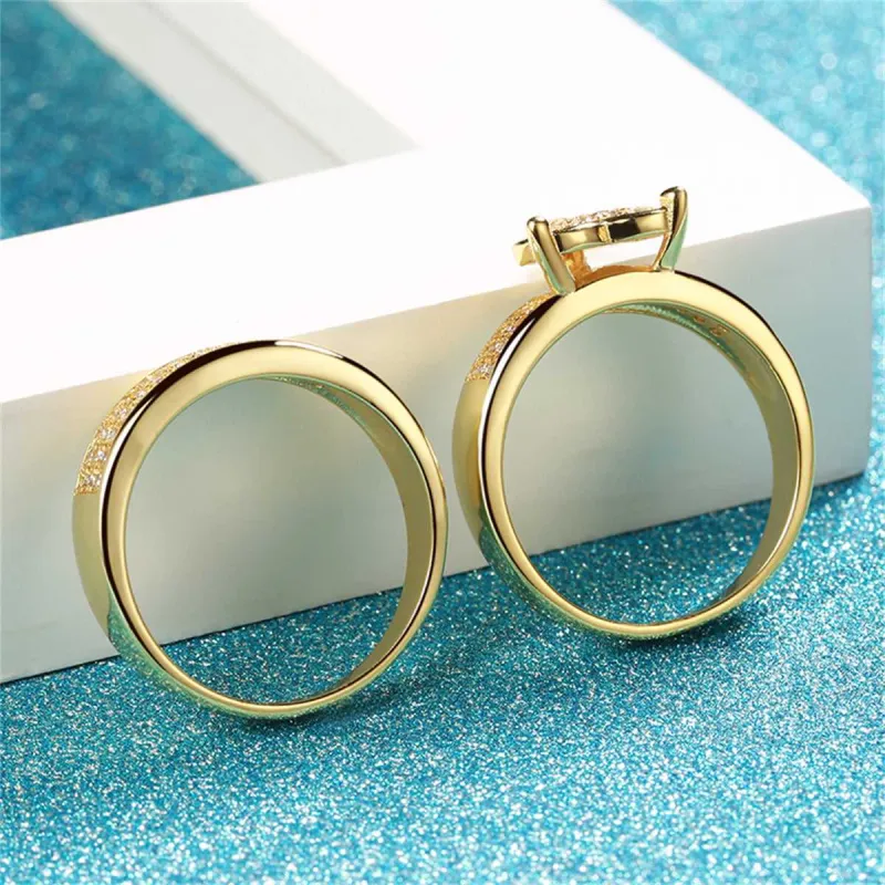Cubic Zirconia & Goldtone Heart Band Ring Set made by Zulily