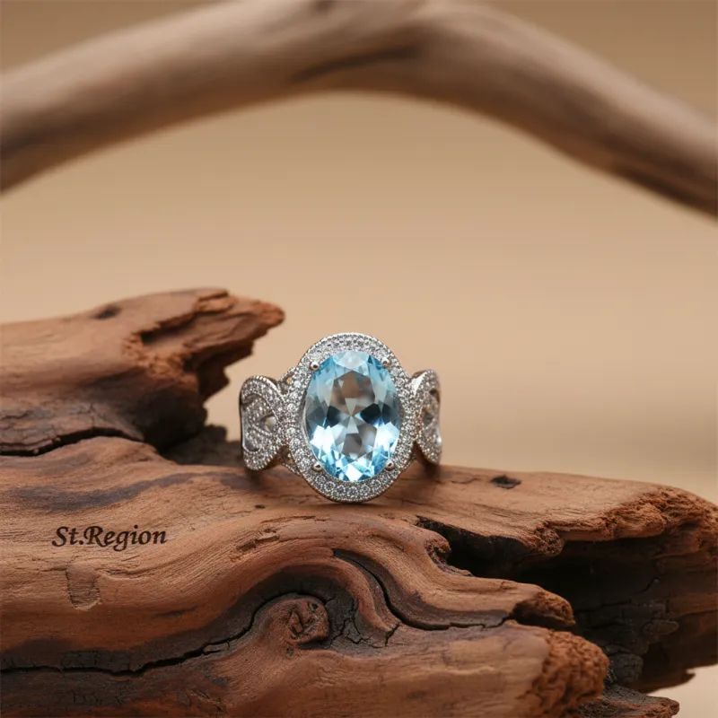 Sea Blue Crystal & Cubic Zirconia Oval-Cut Ring made by Zulily