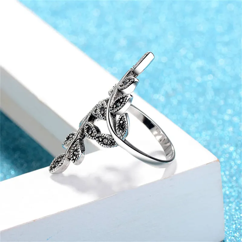 Cubic Zirconia & Silvertone Leaves Bypass Ring made by Zulily