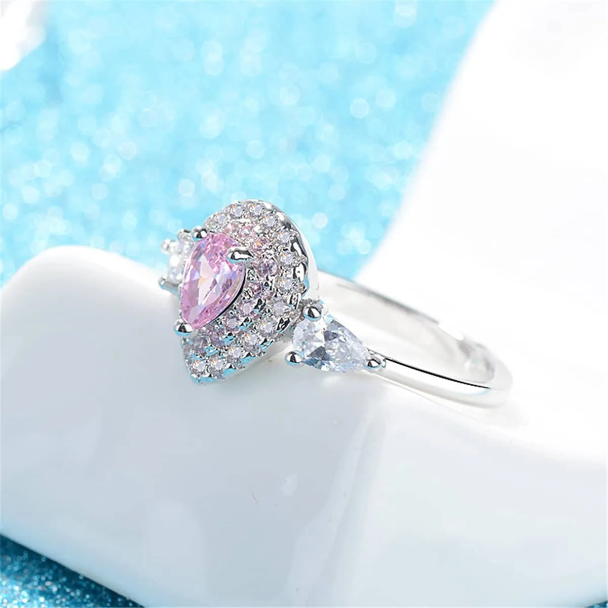 Pink Crystal & Cubic Zirconia Pear-Cut Ring sold by Zulily product image thumbnail 5