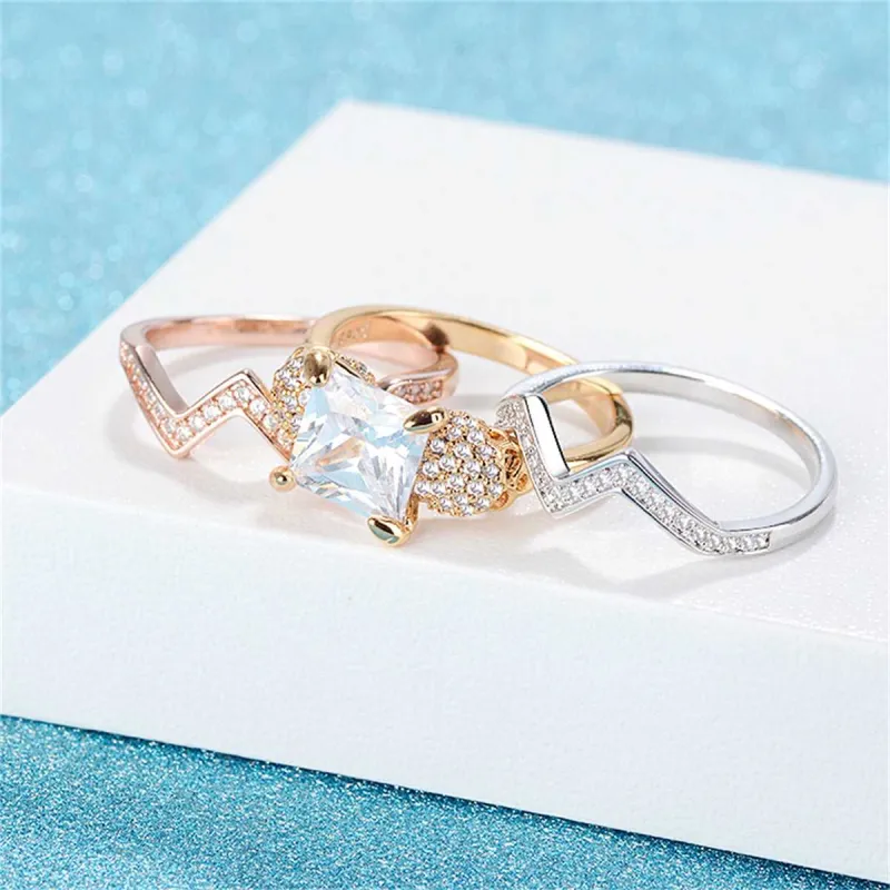 Crystal & Cubic Zirconia Tri-Tone Skull & Band Ring Set made by Zulily