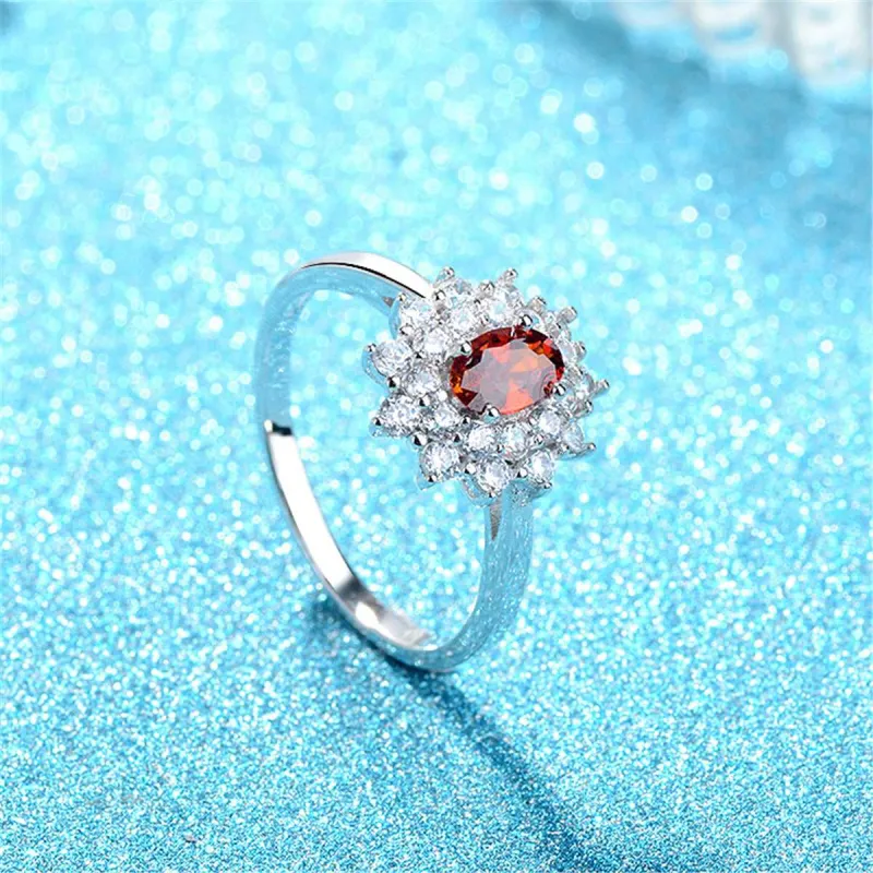 Red Crystal & Cubic Zirconia Floral Ring made by Zulily