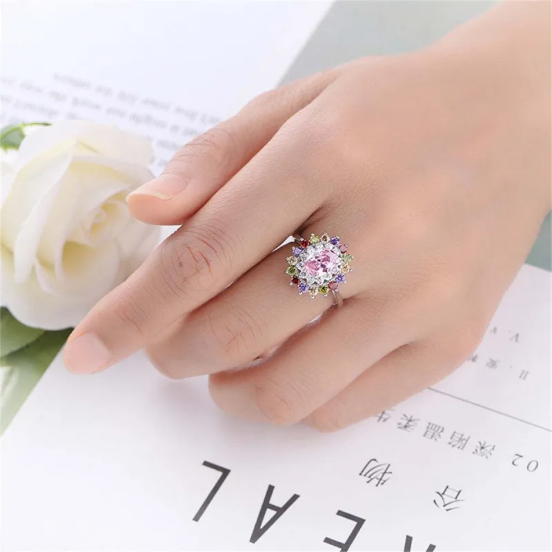 Pink Crystal & Cubic Zirconia Silvertone Oval-Cut Ring made by Zulily