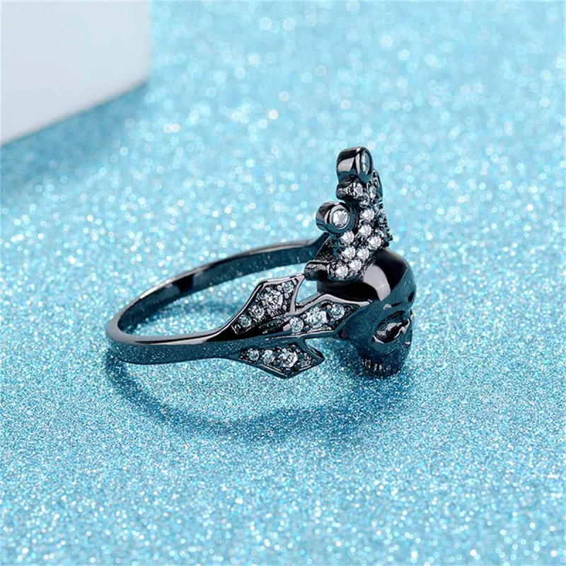 Cubic Zirconia & Black-Tone Crown Skull Ring made by Zulily