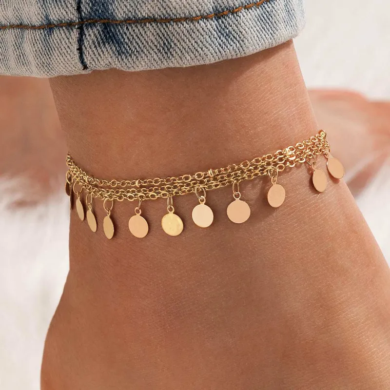 Goldtone Disc Charm Layered Anklet made by Zulily