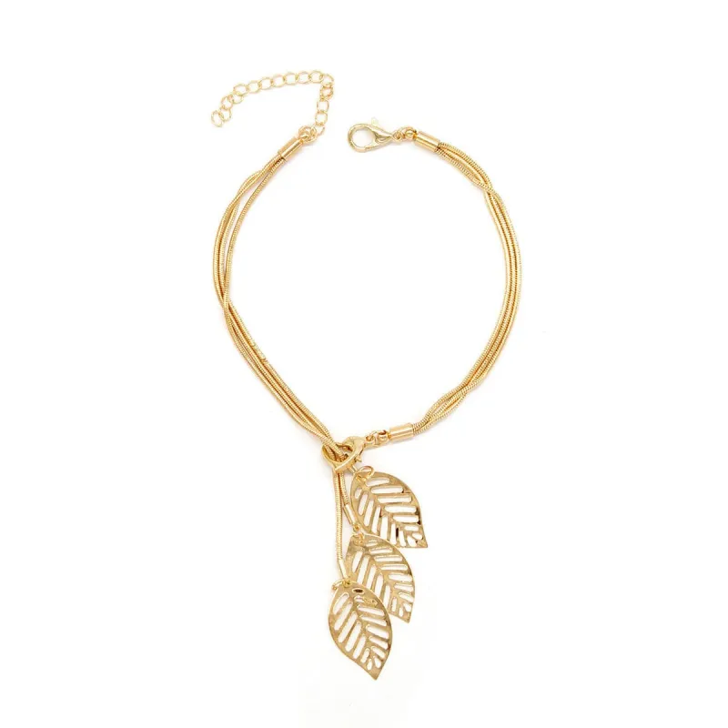 Goldtone Leaf Charm Bracelet made by Zulily