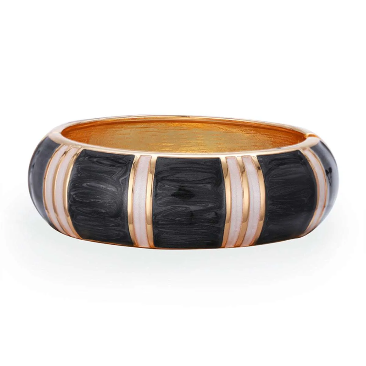 Black Enamel & Goldtone Bamboo Bangle sold by Zulily product image thumbnail 2