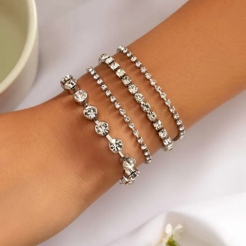 Cubic Zirconia & Silvertone Tennis Bracelet Set made by Zulily