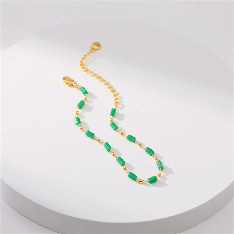 Green Acrylic & Goldtone Beaded Bracelet made by Zulily