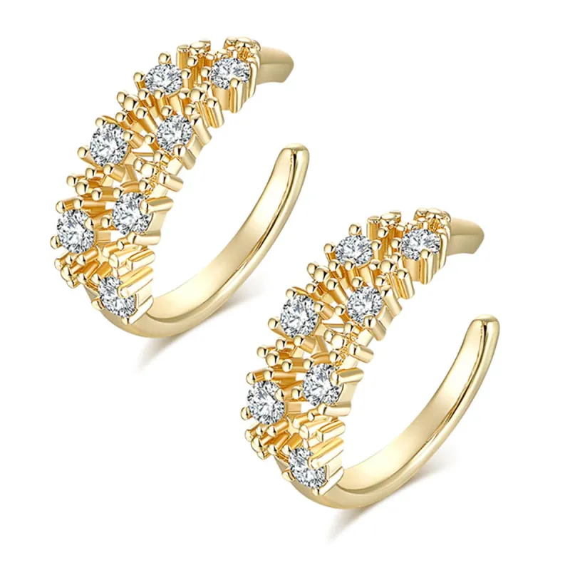 Cubic Zirconia & Goldtone Prong-Set Ear Cuffs made by Zulily