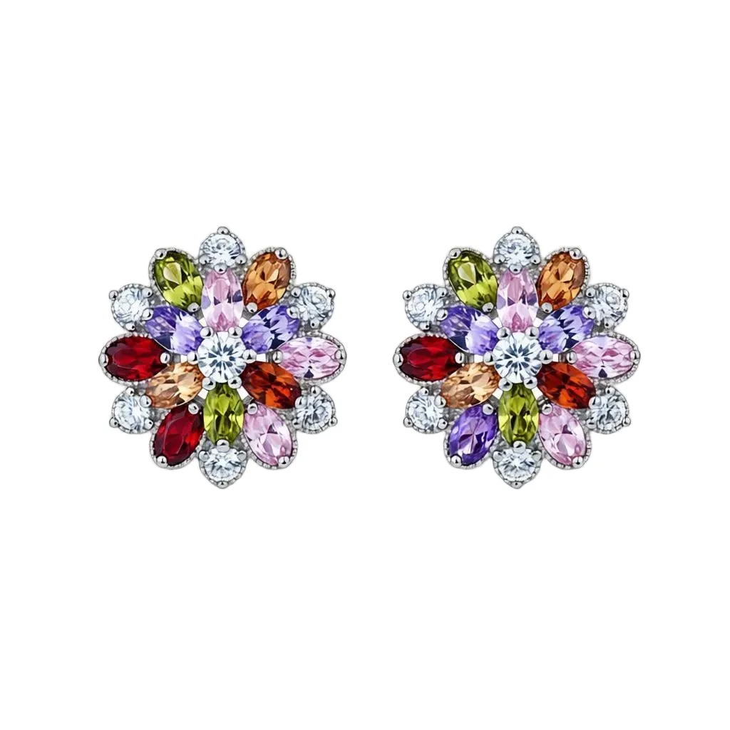 Green Crystal & Cubic Zirconia Floral Stud Earring sold by Zulily product image thumbnail 2
