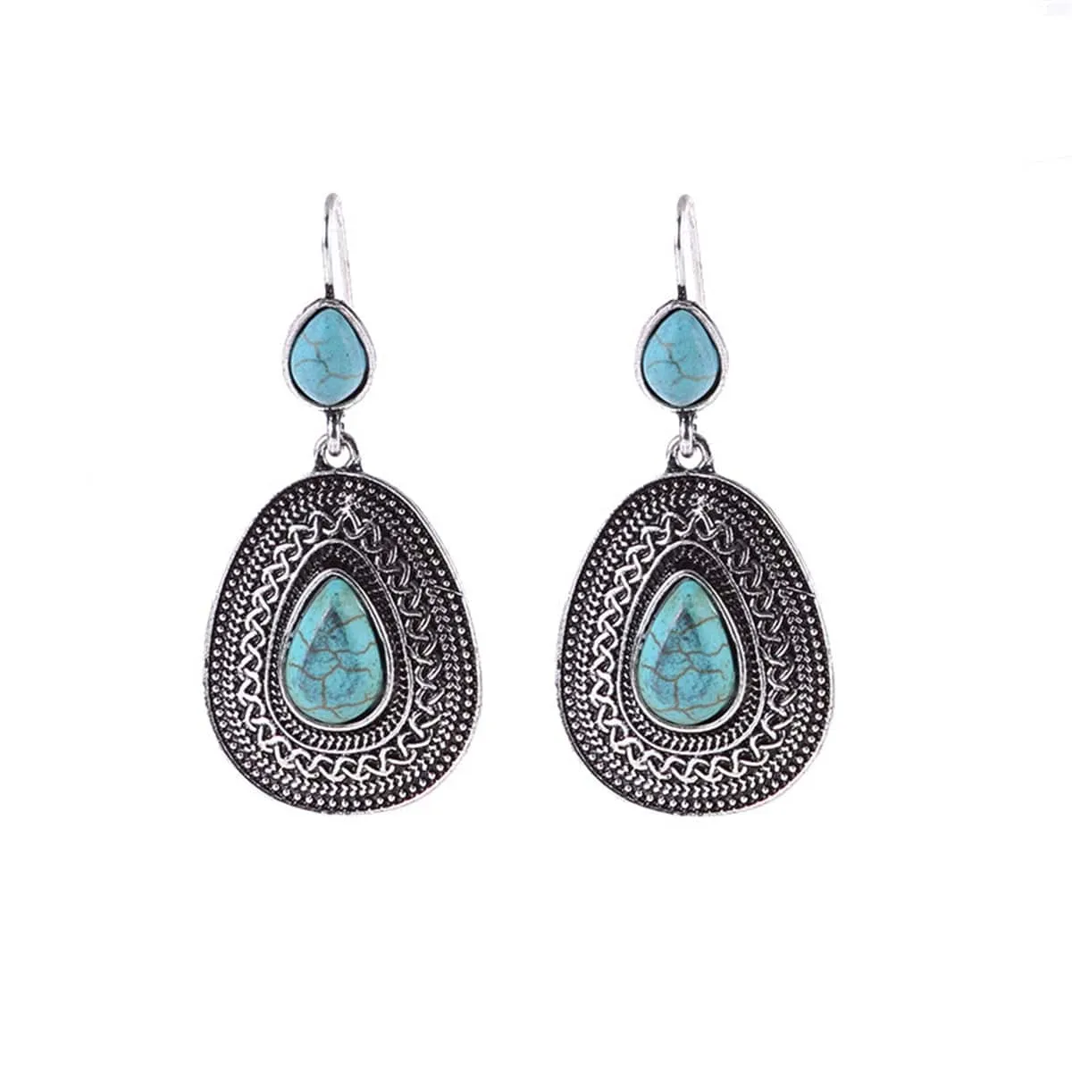 Turquoise & Silvertone Drop Earrings sold by Zulily product image thumbnail 2