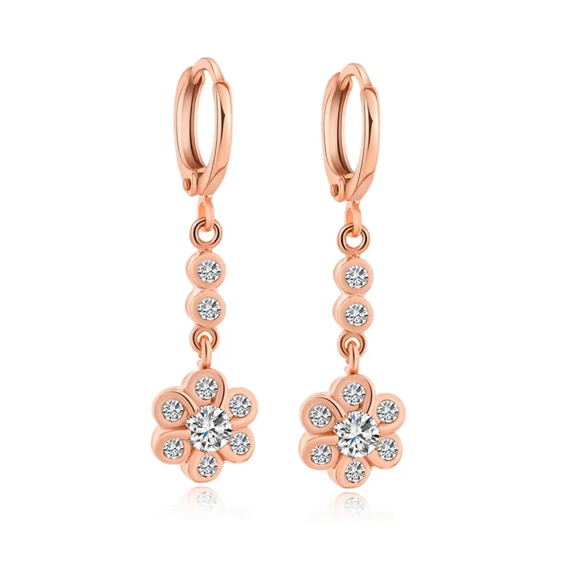 Cubic Zirconia & Rose Goldtone Flower Drop Earrings made by Zulily