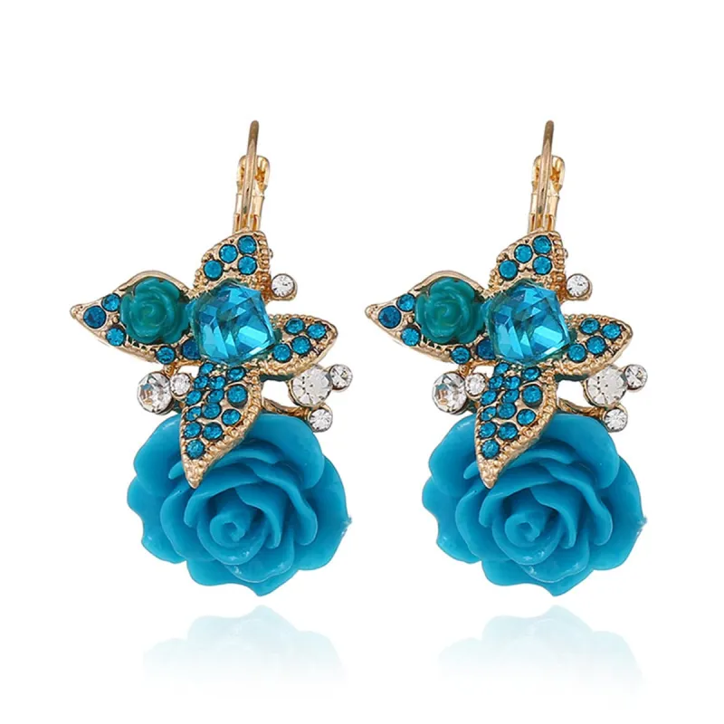 Blue Crystal & Cubic Zirconia Flower Drop Earrings made by Zulily