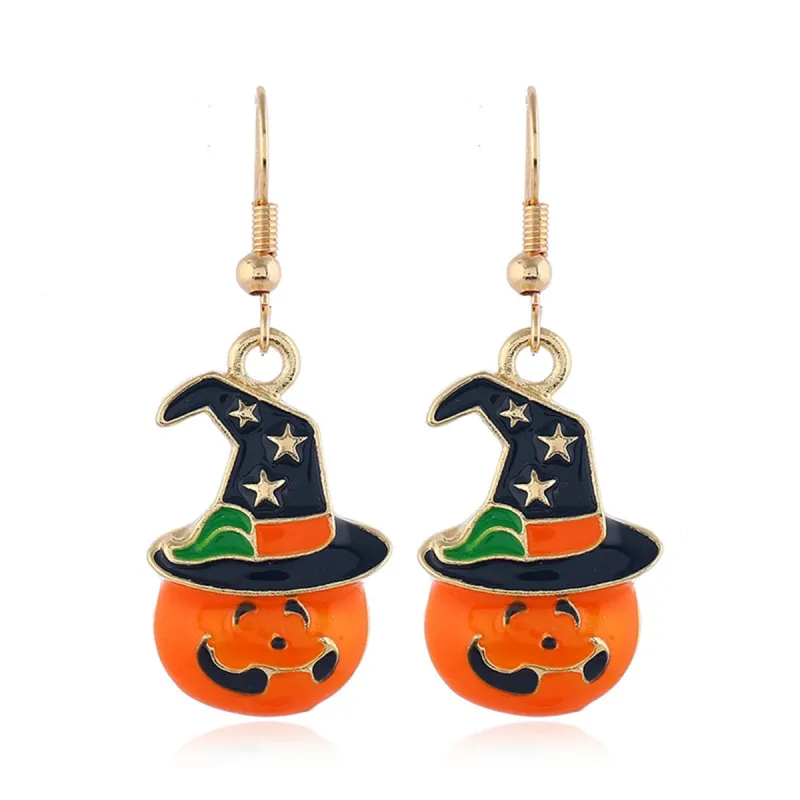 Orange Enamel & Goldtone Jack-O'-Lantern Drop Earrings made by Zulily