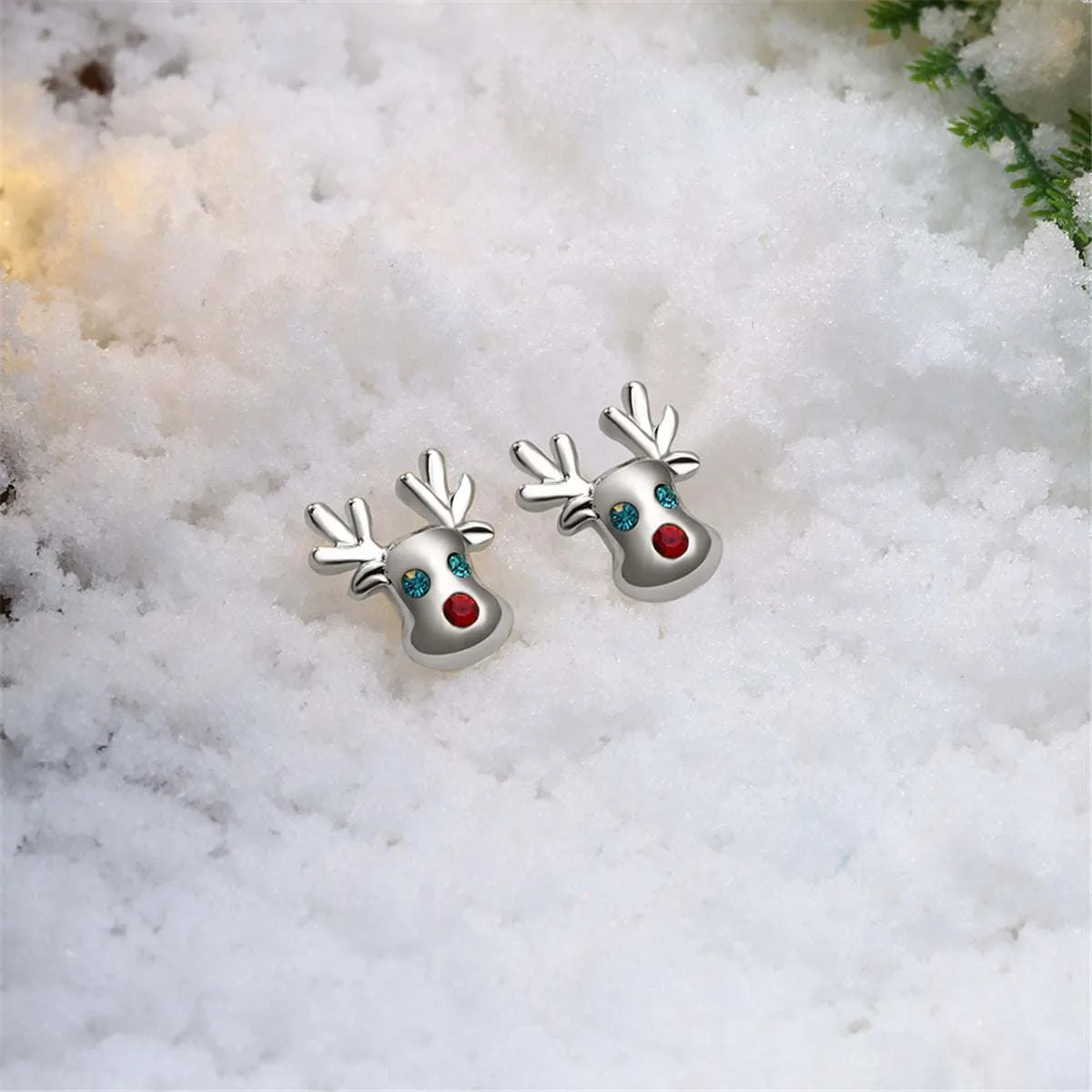 Cubic Zirconia & Silvertone Reindeer Stud Earrings sold by Zulily product image thumbnail 3