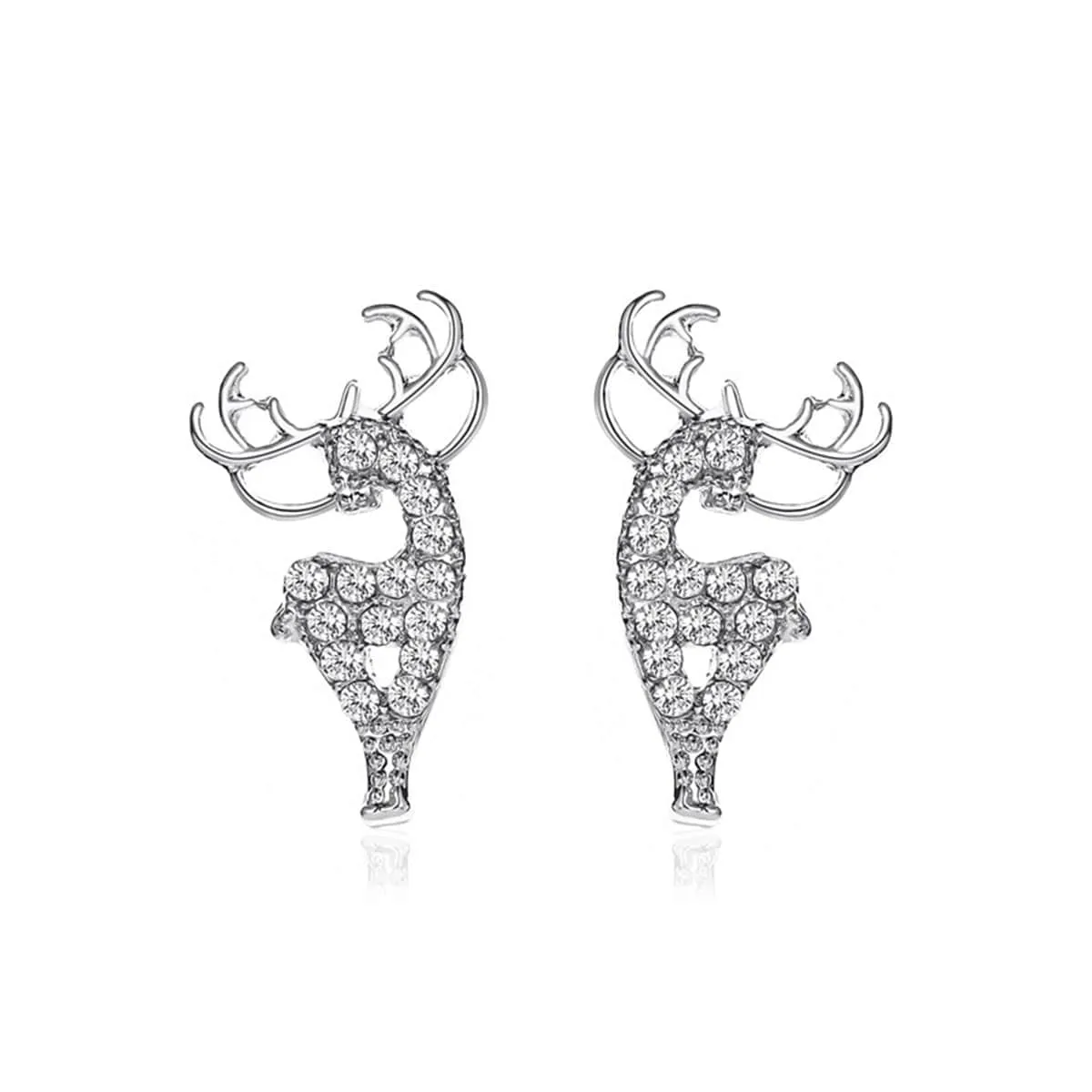 Cubic Zirconia & Silvertone Reindeer Stud Earrings sold by Zulily product image thumbnail 4