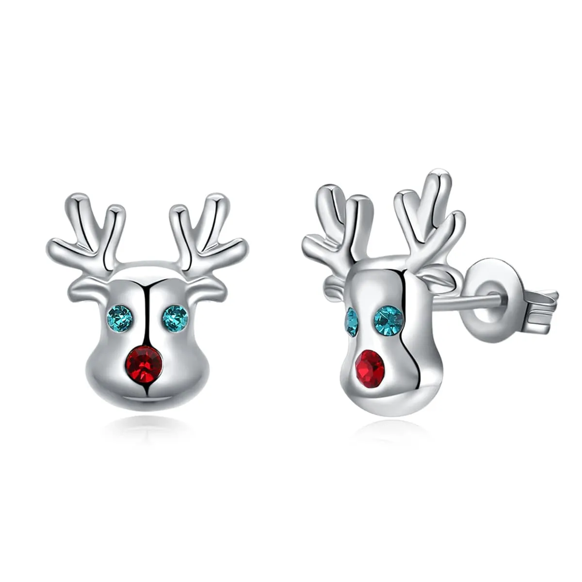 Cubic Zirconia & Silvertone Reindeer Stud Earrings sold by Zulily