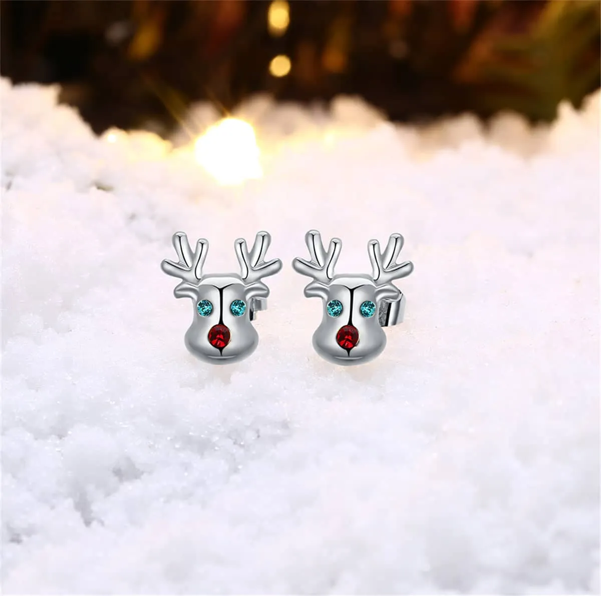 Cubic Zirconia & Silvertone Reindeer Stud Earrings sold by Zulily product image thumbnail 2