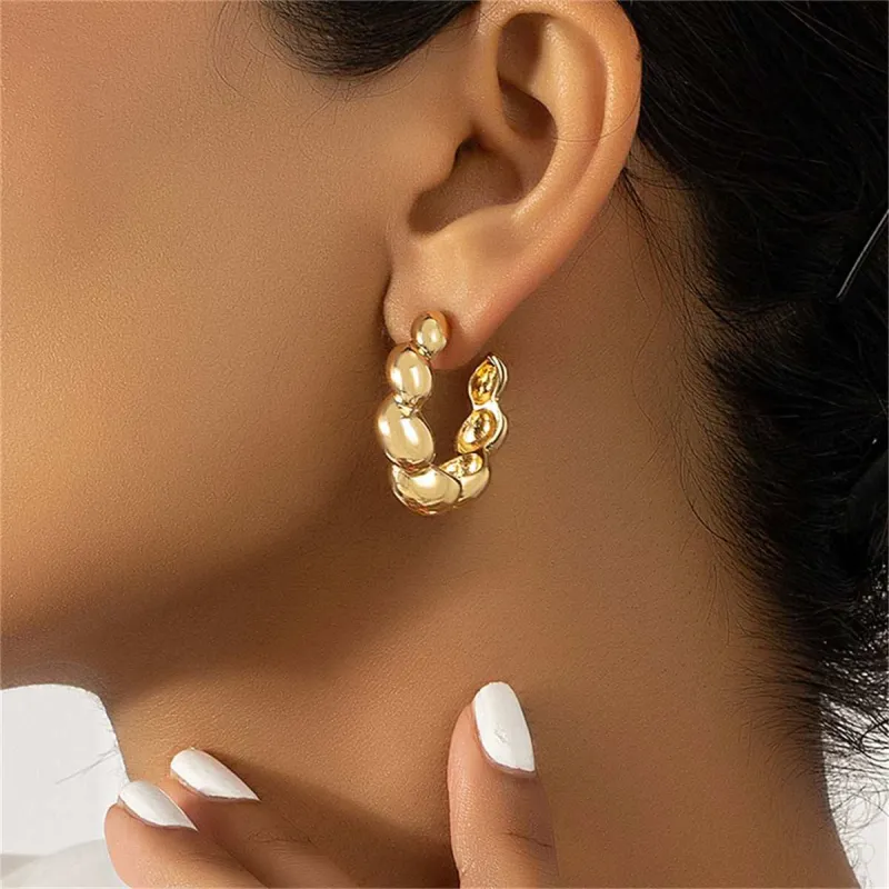 Goldtone Bead Hoop Earrings made by Zulily