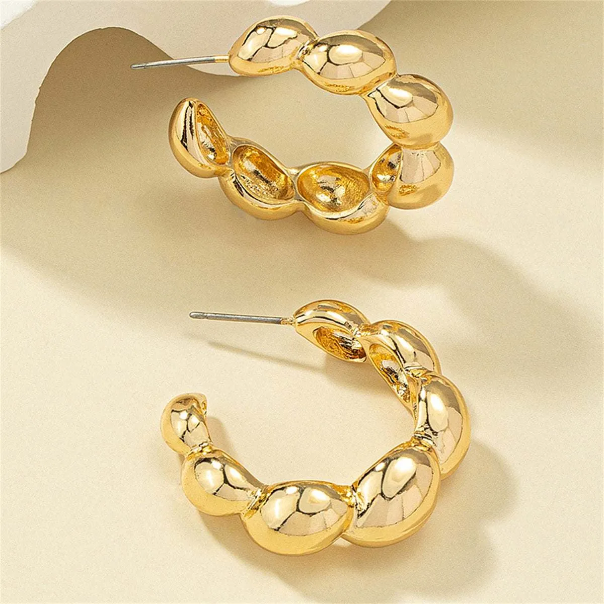 Goldtone Bead Hoop Earrings sold by Zulily product image thumbnail 2