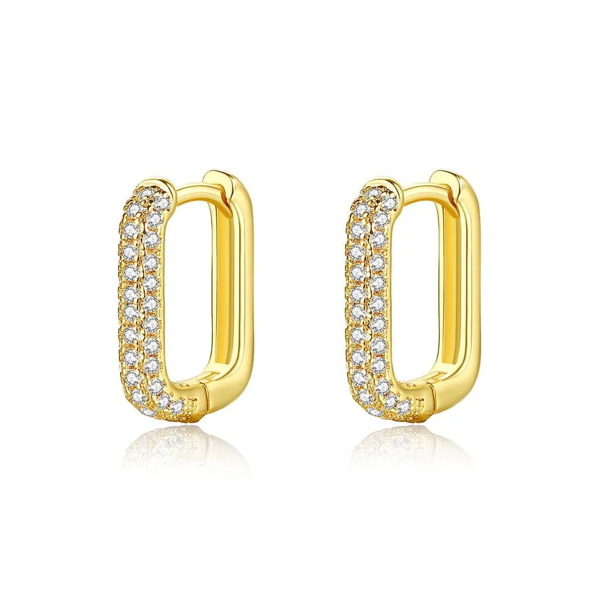 Cubic Zirconia & Goldtone Square Huggie Earrings sold by Zulily