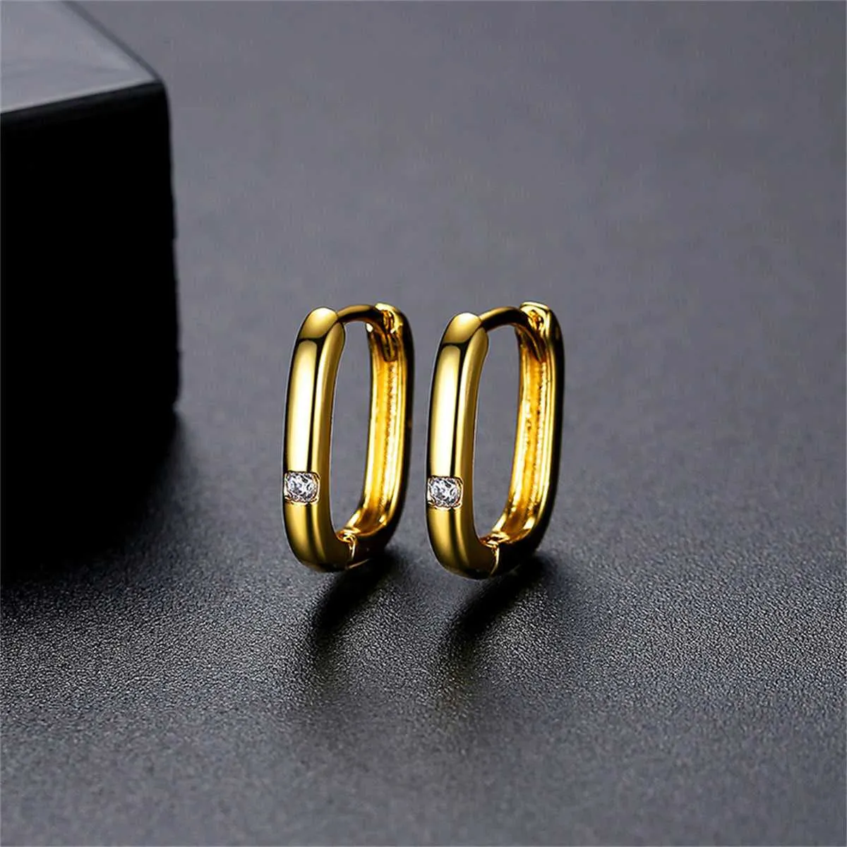 Cubic Zirconia & Goldtone Square Huggie Earrings sold by Zulily product image thumbnail 5