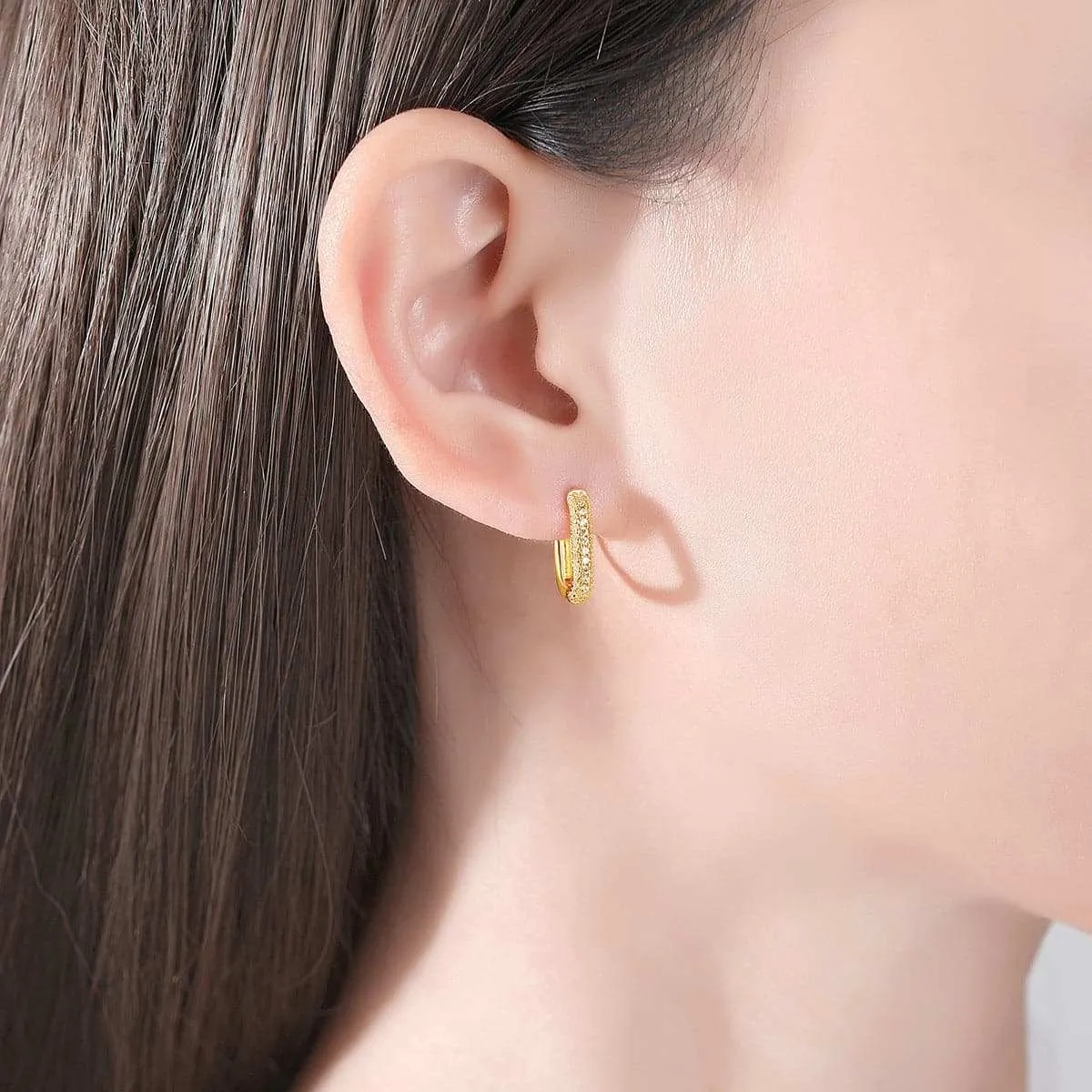 Cubic Zirconia & Goldtone Square Huggie Earrings sold by Zulily product image thumbnail 3