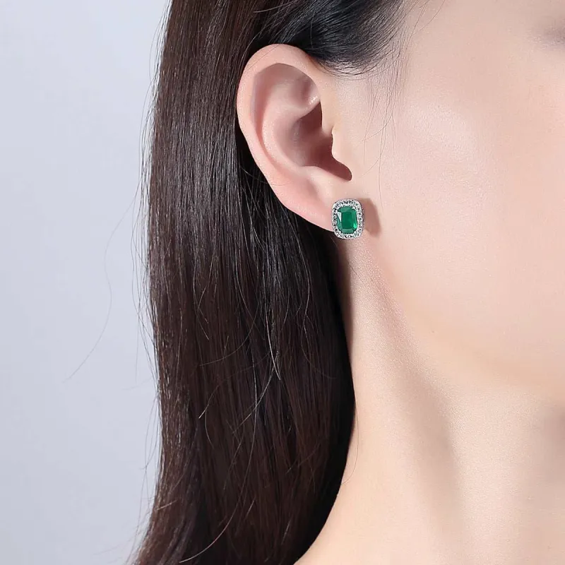 Green Crystal & Cubic Zirconia Halo Stud Earrings made by Zulily