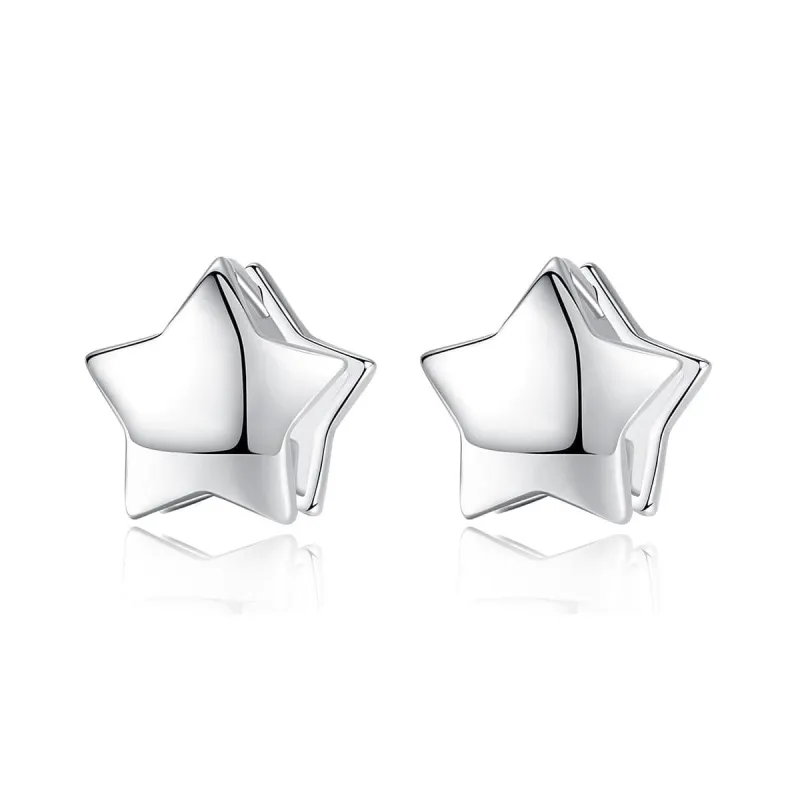 Silvertone Star Huggie Earrings made by Zulily