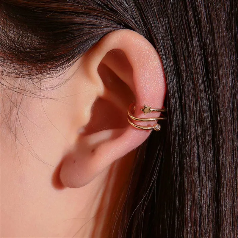 Cubic Zirconia & Goldtone Star Layered Ear Cuff made by Zulily