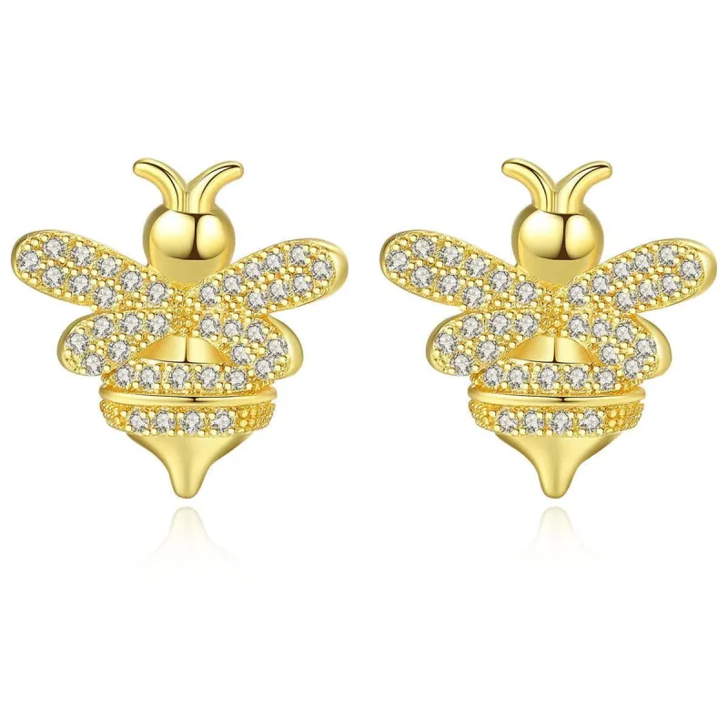 Cubic Zirconia & Goldtone Bee Stud Earrings made by Zulily