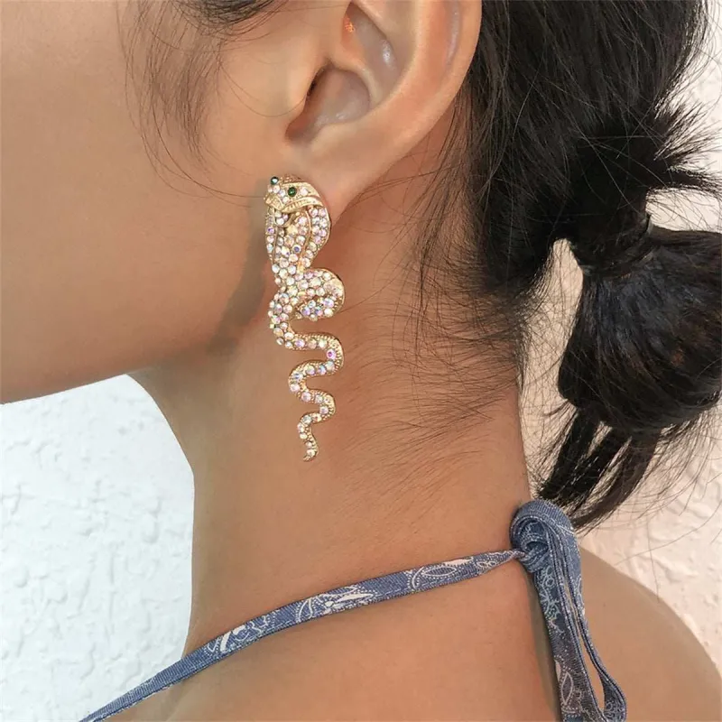 Cubic Zirconia & Goldtone Snake Drop Earrings made by Zulily