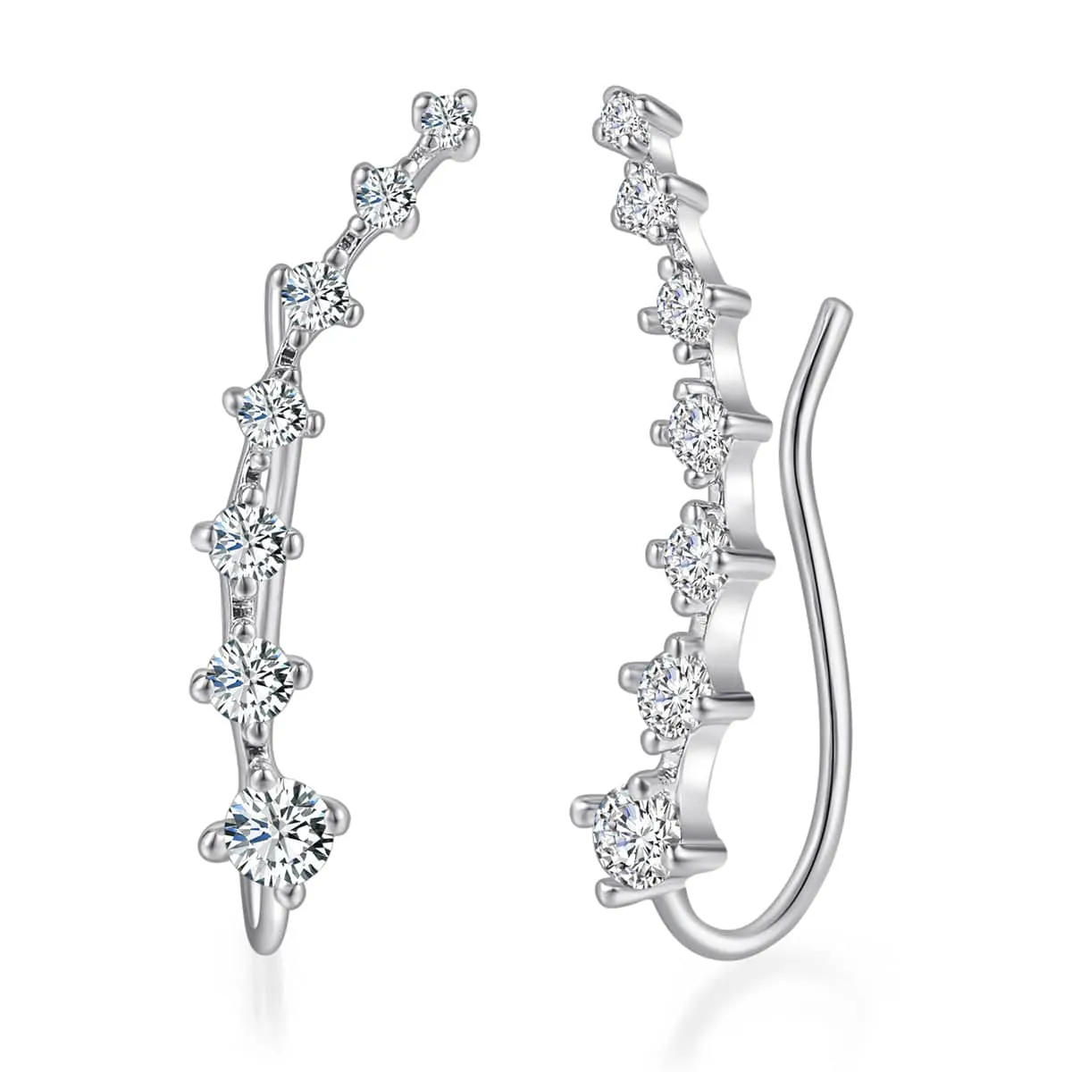 Cubic Zirconia & Silvertone Ear Climbers sold by Zulily product image thumbnail 2