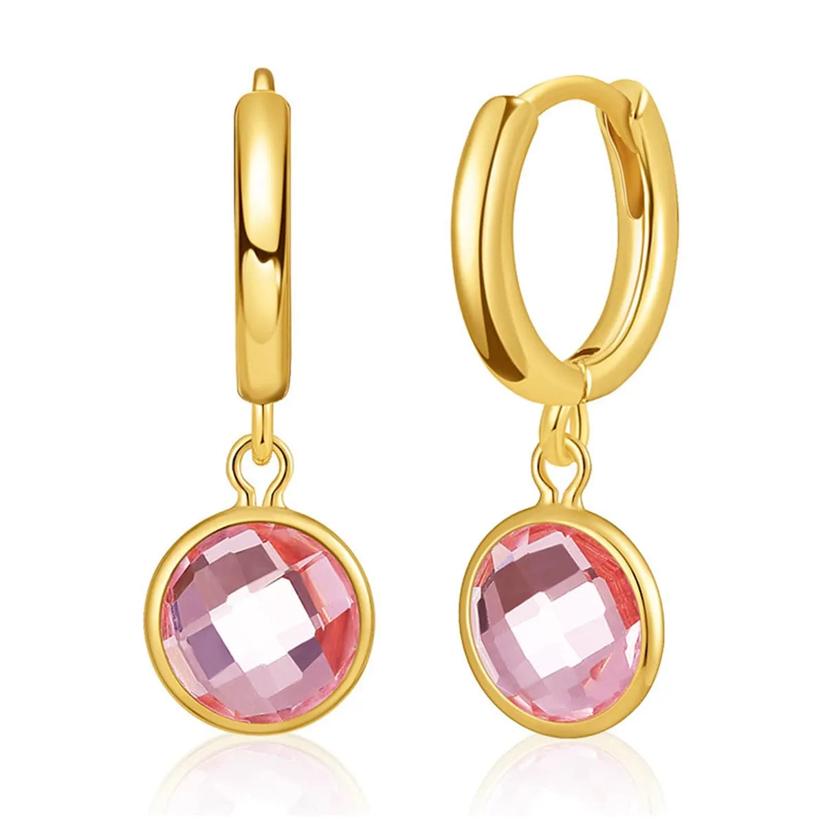 Pink Crystal & Goldtone Round Huggie Earrings sold by Zulily