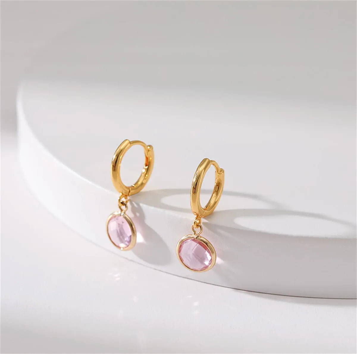 Pink Crystal & Goldtone Round Huggie Earrings sold by Zulily product image thumbnail 3