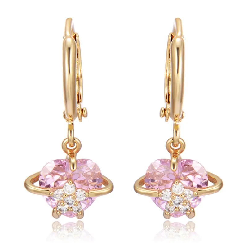 Pink Crystal & Cubic Zirconia Goldtone Heart Drop Earrings made by Zulily