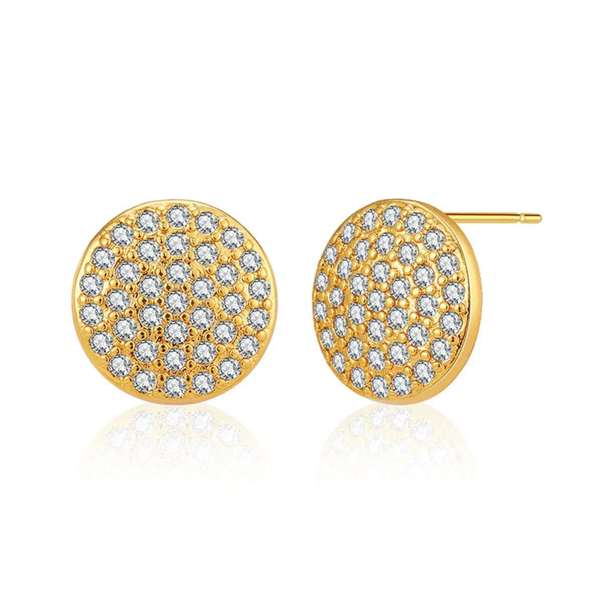 Cubic Zirconia & Goldtone Round Stud Earrings sold by Zulily
