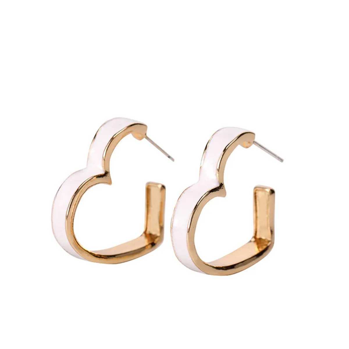 White Enamel & Goldtone Heart Huggie Earrings sold by Zulily product image thumbnail 4